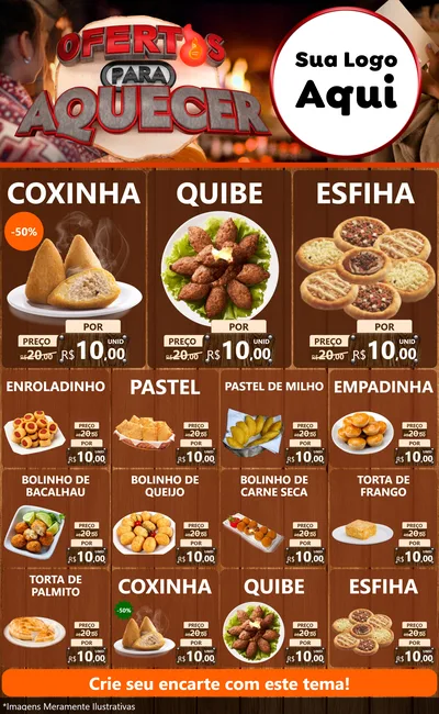 Modelo de Encarte para Encarte Grande com o tema Ofertas Para Aquecer para Salgadaria