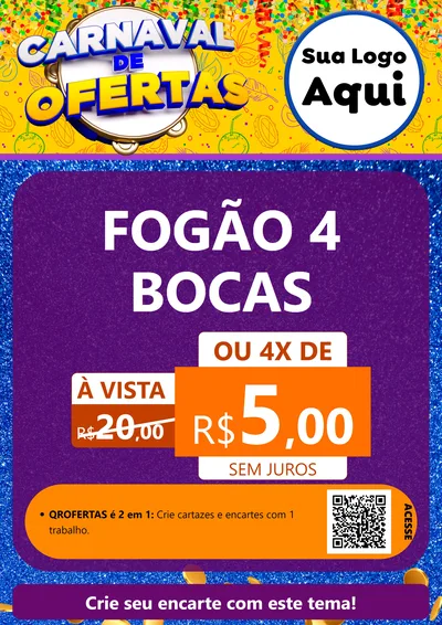 Modelo de Cartaz para Cartaz A4 Vertical com o tema Carnaval de Ofertas para Móveis e Eletro