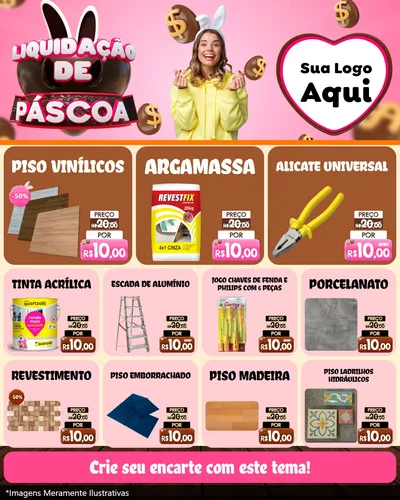 Modelo de Rede Social para Feed Instagram com o tema Liquidação de Páscoa para Material para Construção