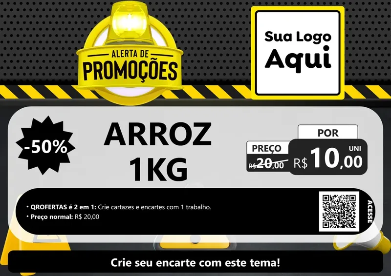 Modelo de Cartaz para Cartaz A4 Horizontal com o tema Alerta de Promoções para Supermercado