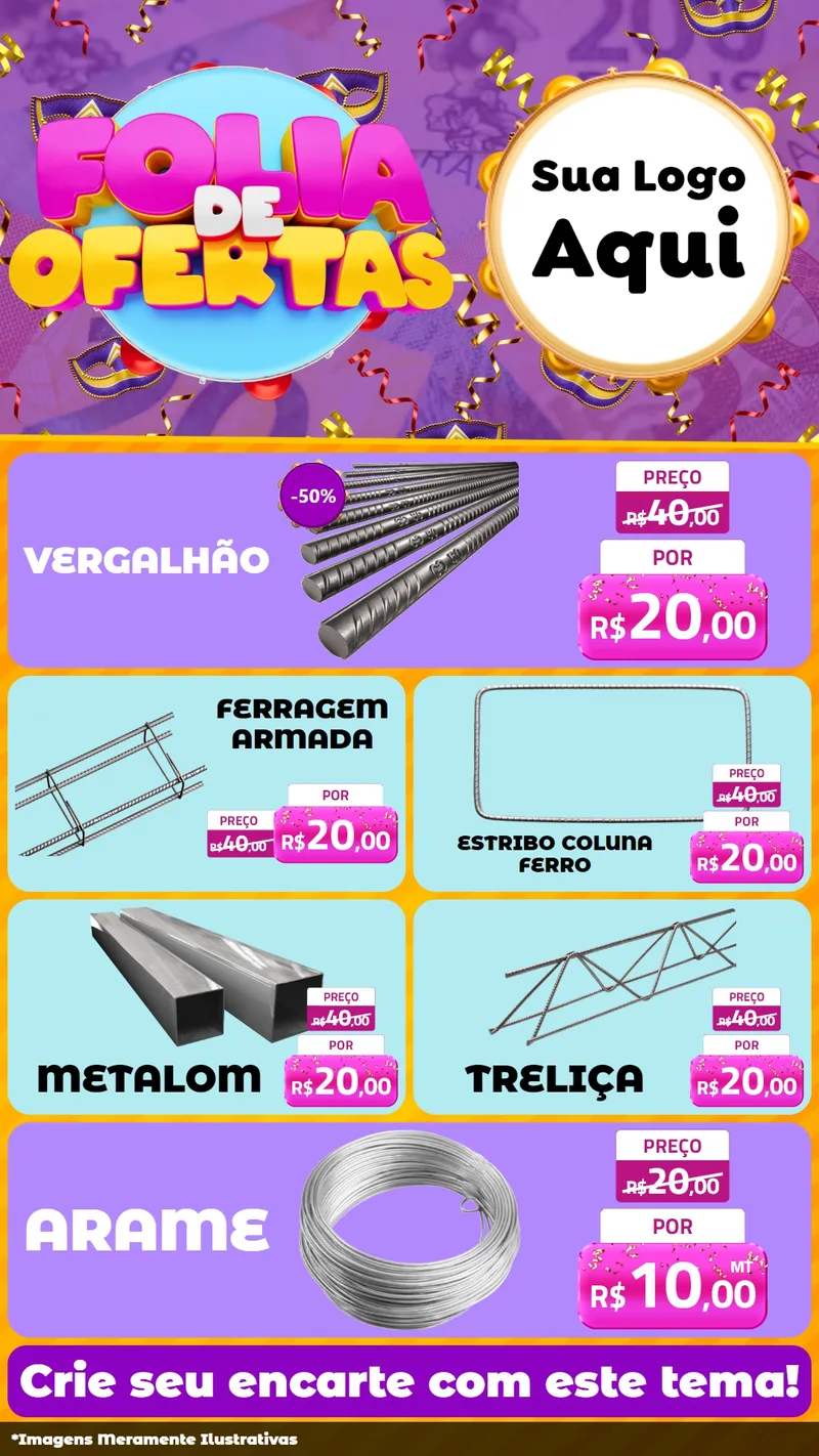 Modelo de TV para TV Vertical com o tema Folia de Ofertas para Ferragens