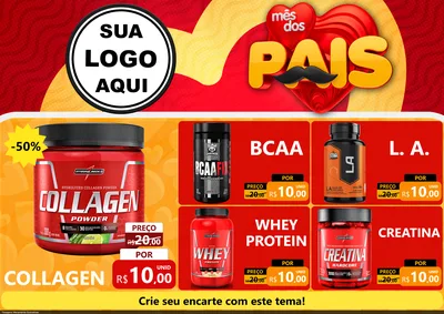 Modelo de Encarte para Encarte A4 Horizontal com o tema Mês Dos Pais para Suplementos alimentares