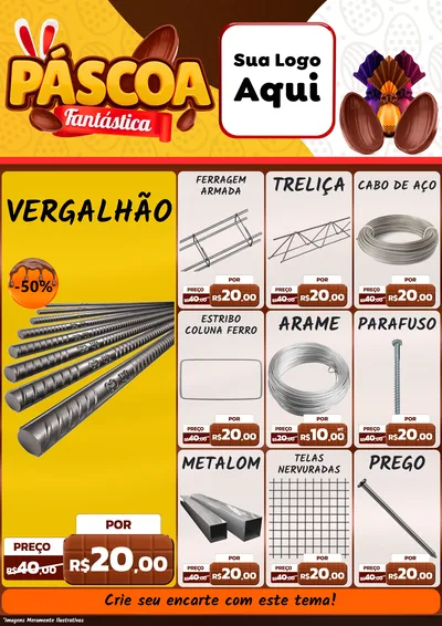 Modelo de Encarte para Encarte A4 Vertical com o tema Páscoa Fantástica para Ferragens