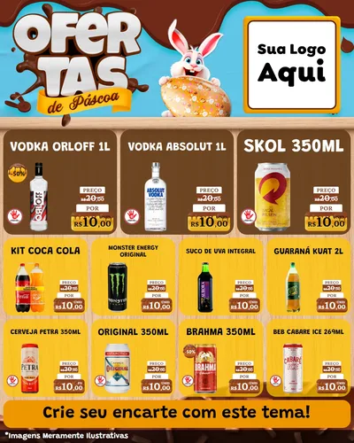 Modelo de Rede Social para Feed Instagram com o tema Ofertas de Páscoa para Distribuidora de bebidas