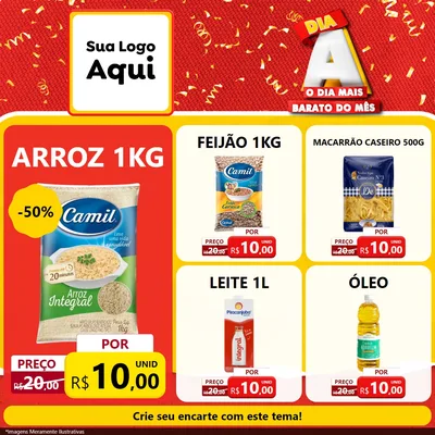 Modelo de Rede Social para Feed Facebook com o tema Dia A o Dia Mais Barato do Mês para Supermercado