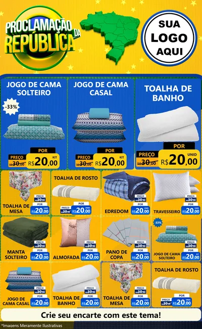Modelo de Encarte para Encarte Grande com o tema Proclamação da República para Cama, Mesa e Banho