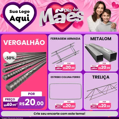 Modelo de Rede Social para Feed Facebook com o tema Dia das Mães para Ferragens
