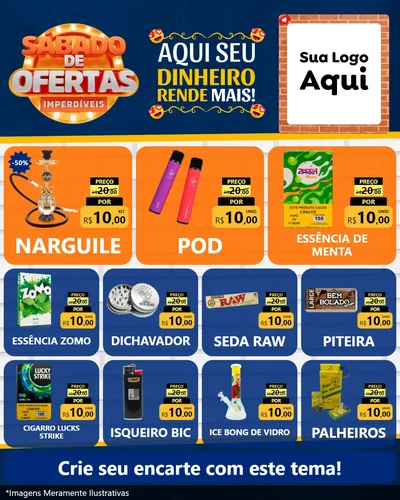 Modelo de Rede Social para Feed Instagram com o tema Sábado de Ofertas Imperdíveis para Tabacaria