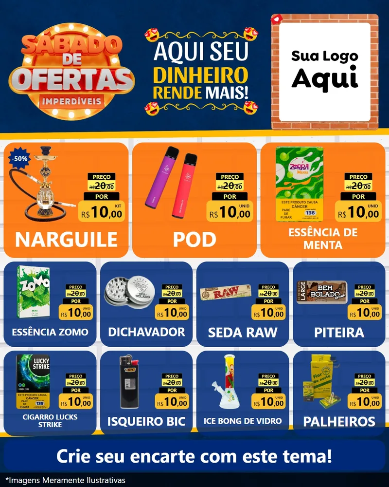 Modelo de Rede Social para Feed Instagram com o tema Sábado de Ofertas Imperdíveis para Tabacaria