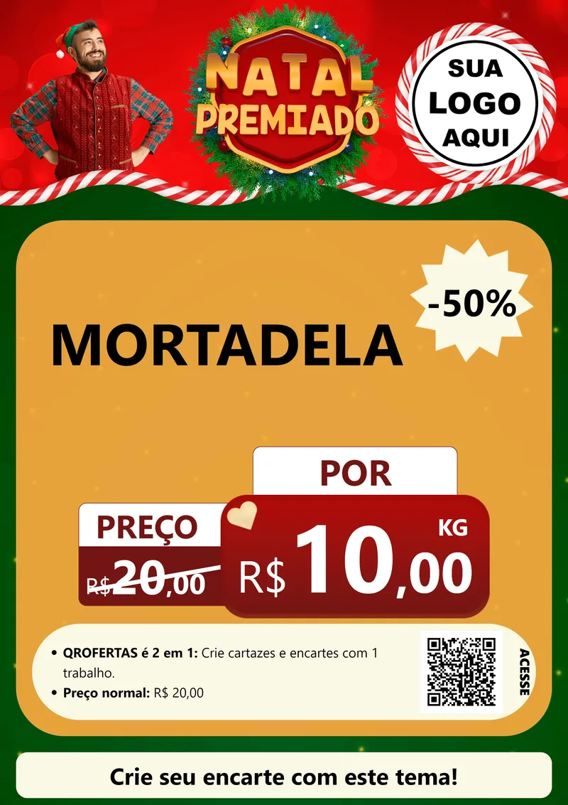 Modelo de Cartaz para Cartaz A4 Vertical com o tema Natal Premiado para Frios e Laticínios
