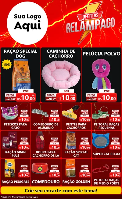 Modelo de Encarte para Encarte Grande com o tema Ofertas Relâmpago para Pet Shop