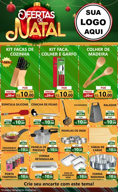Modelo de Encarte para Encarte Grande com o tema Ofertas de Natal para Utilidades Domésticas