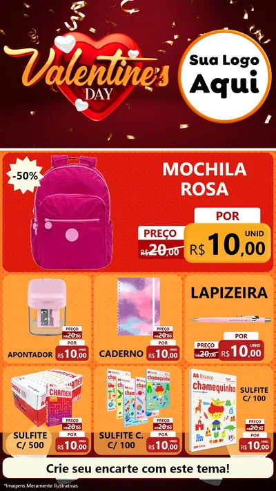 Modelo de Rede Social para Stories com o tema Valentine's Day para Papelaria
