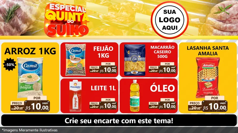 Modelo de TV para TV Horizontal com o tema Especial Quinta do Suíno para Supermercado
