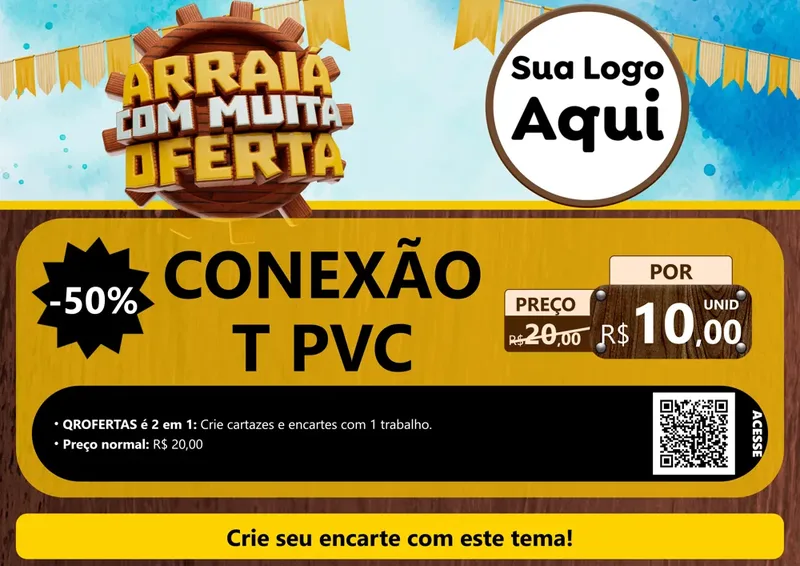 Modelo de Cartaz para Cartaz A4 Horizontal com o tema Ofertas de São João - Junina para Tubos e conexões