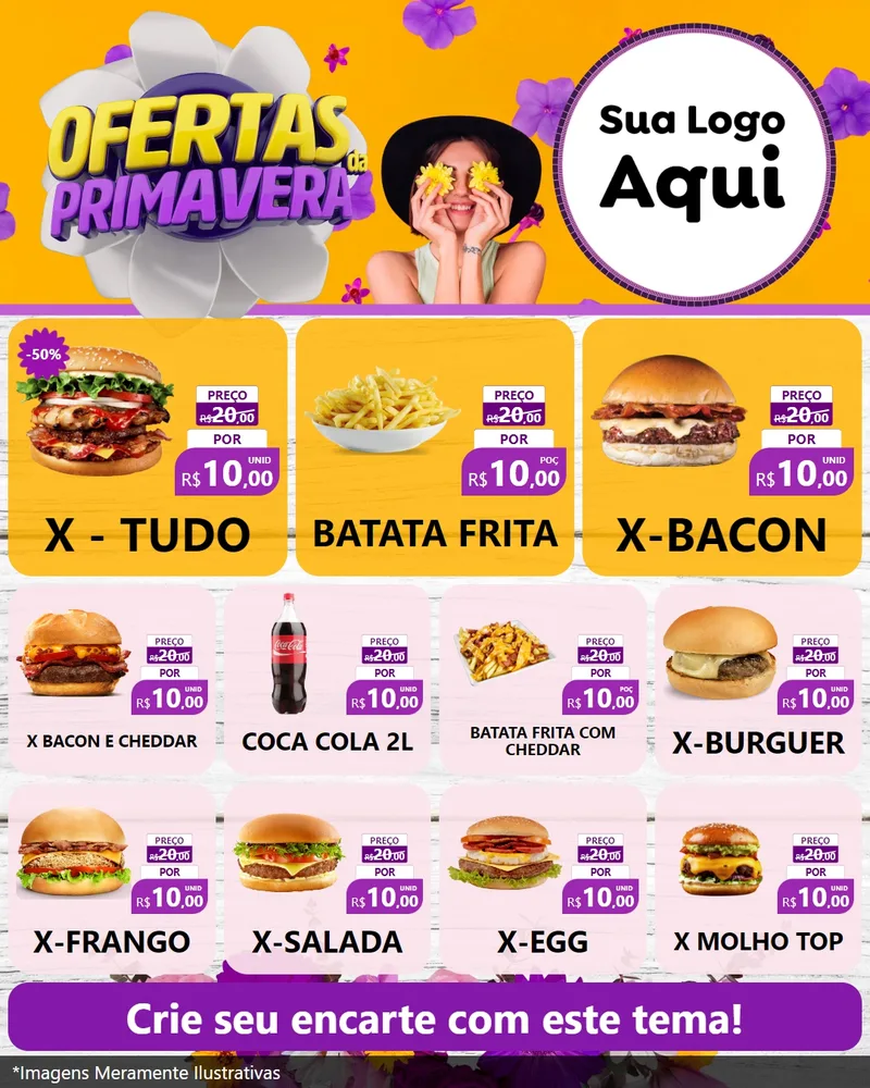 Modelo de Rede Social para Feed Instagram com o tema Ofertas Da Primavera para Hamburgueria