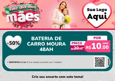 Modelo de Cartaz para Cartaz A4 Horizontal com o tema Feliz Dia das Mães para Baterias Elétricas