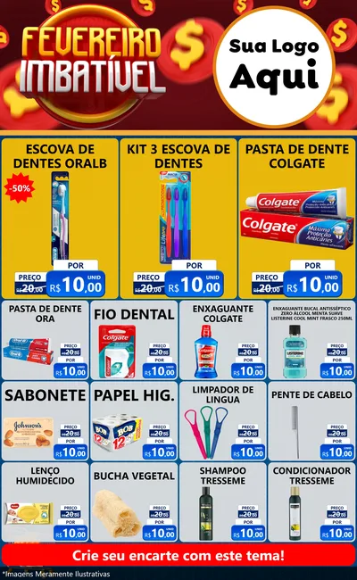 Modelo de Encarte para Encarte Grande com o tema Fevereiro Imbatível para Higiene Pessoal