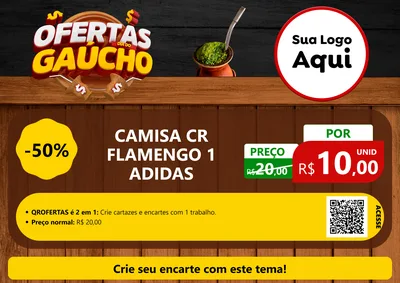 Modelo de Cartaz para Cartaz A4 Horizontal com o tema Ofertas Dia do Gaúcho para Roupas e acessórios