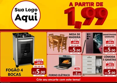 Modelo de Encarte para Encarte A4 Horizontal com o tema A Partir de Um e Noventa e Nove - 1,99 para Móveis e Eletro