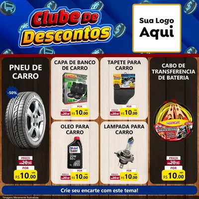Modelo de Rede Social para Feed Facebook com o tema Clube de Descontos para Auto peças