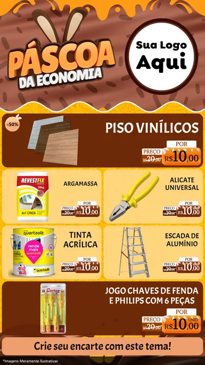 Modelo de TV para TV Vertical com o tema Páscoa da Economia para Material para Construção