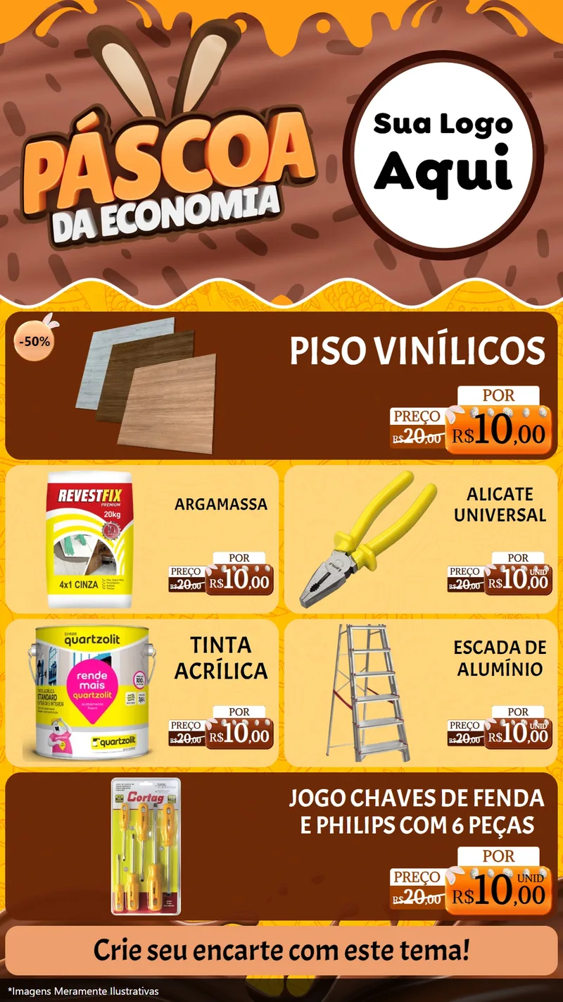 Modelo de TV para TV Vertical com o tema Páscoa da Economia para Material para Construção