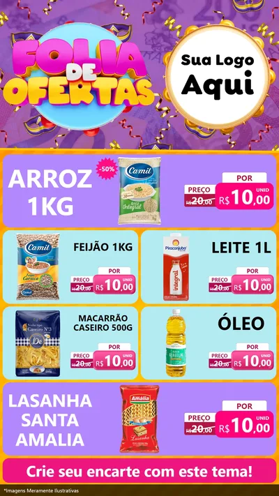 Modelo de TV para TV Vertical com o tema Folia de Ofertas para Supermercado