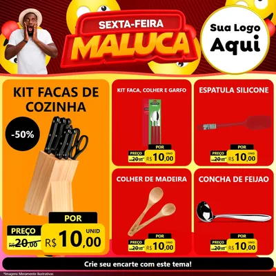 Modelo de Rede Social para Feed Facebook com o tema Sexta-feira Maluca para Utilidades Domésticas