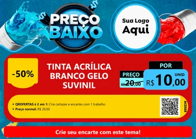 Modelo de Cartaz para Cartaz A4 Horizontal com o tema Preço Baixo - Tintas para Tintas e Ferramentas