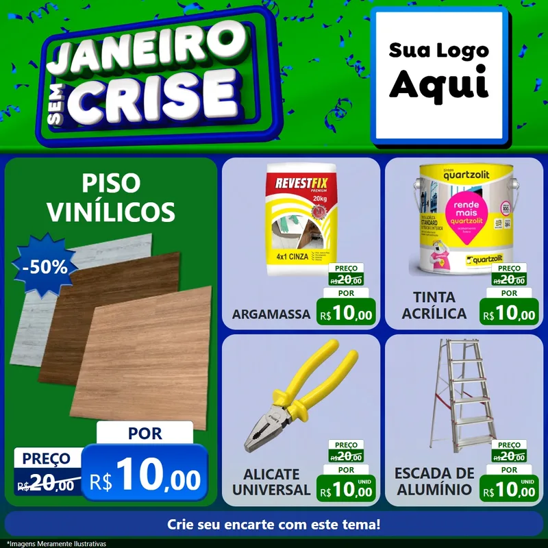 Modelo de Rede Social para Feed Facebook com o tema Janeiro Sem Crise para Material para Construção