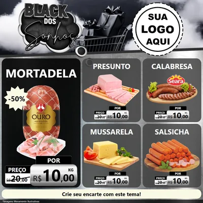 Modelo de Rede Social para Feed Facebook com o tema Black dos Sonhos para Frios e Laticínios