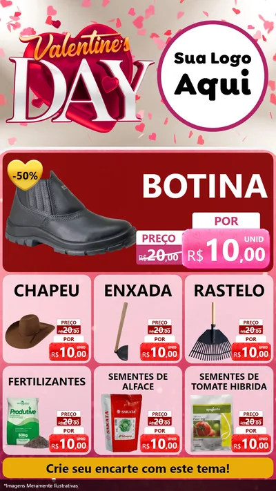 Modelo de Rede Social para Stories com o tema Valentine's Day para Agropecuária