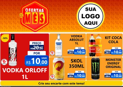 Modelo de Encarte para Encarte A4 Horizontal com o tema Ofertas do Mês para Distribuidora de bebidas
