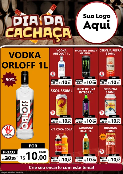Modelo de Encarte para Encarte A4 Vertical com o tema Dia da Cachaça para Distribuidora de bebidas