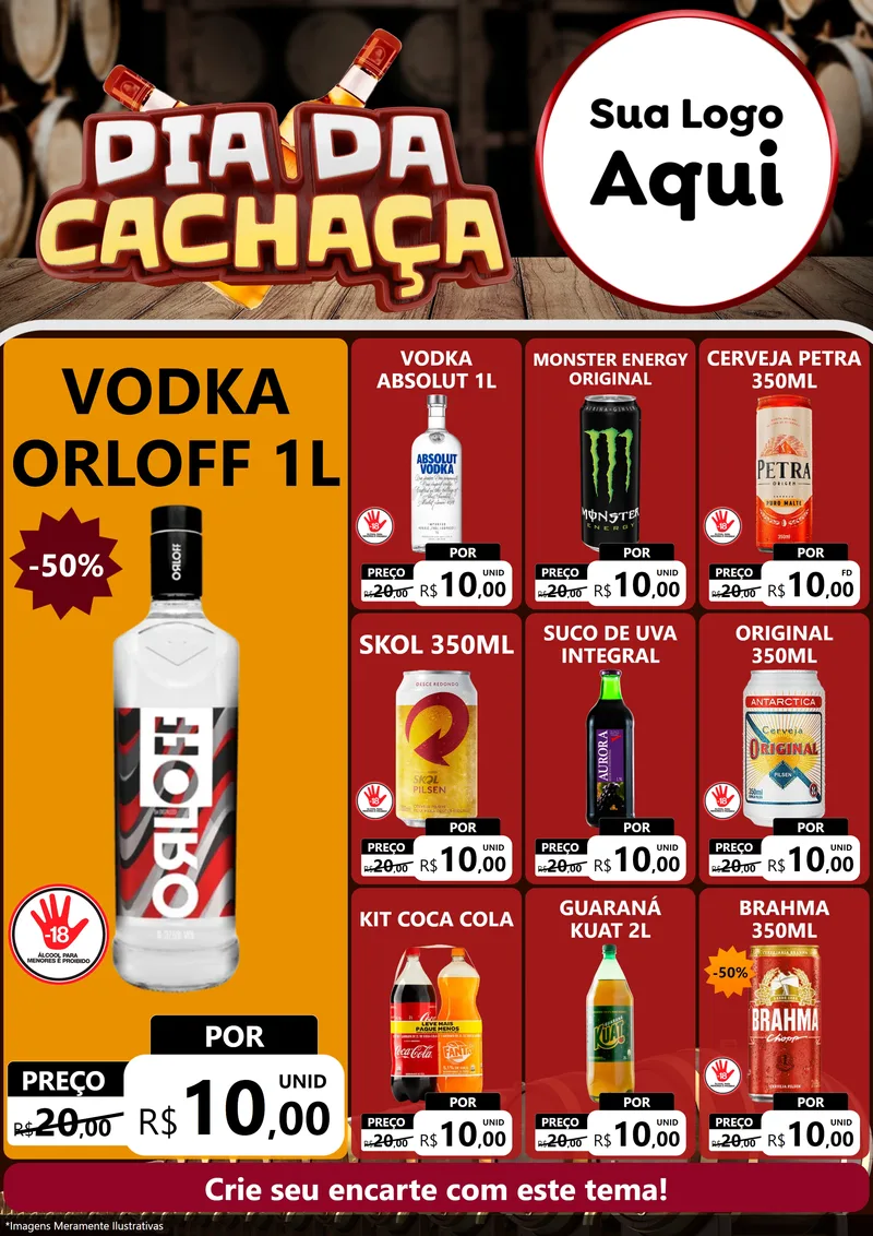 Modelo de Encarte para Encarte A4 Vertical com o tema Dia da Cachaça para Distribuidora de bebidas