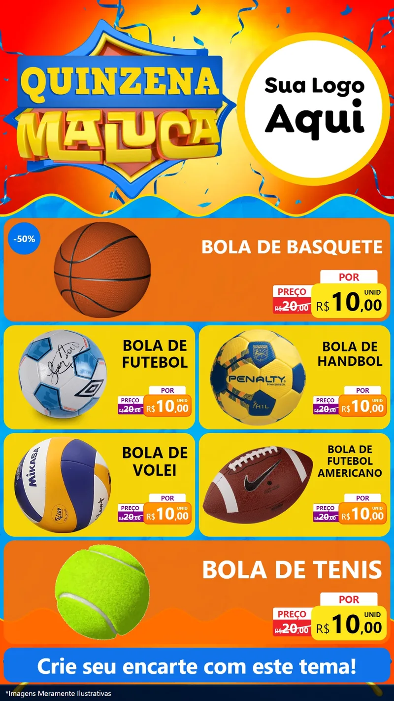 Modelo de TV para TV Vertical com o tema Quinzena Maluca para Artigos Esportivos