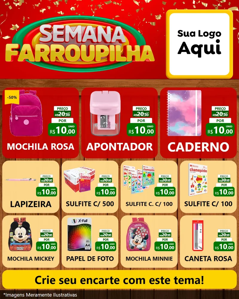 Modelo de Rede Social para Feed Instagram com o tema Semana Farroupilha para Papelaria