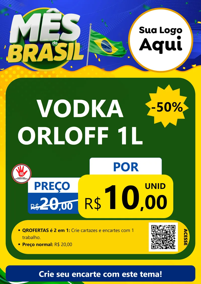 Modelo de Cartaz para Cartaz A4 Vertical com o tema Mês do Brasil para Distribuidora de bebidas