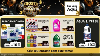 Modelo de TV para TV Horizontal com o tema Agosto Mês do Desconto Louco para Produtos de Limpeza