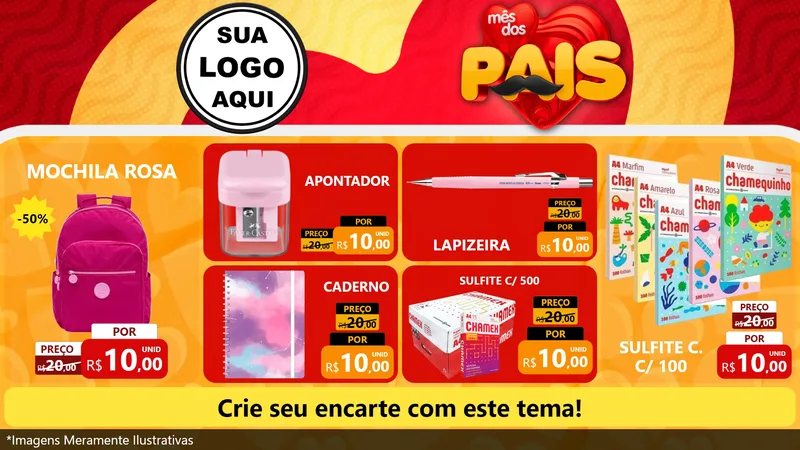 Modelo de TV para TV Horizontal com o tema Mês Dos Pais para Papelaria