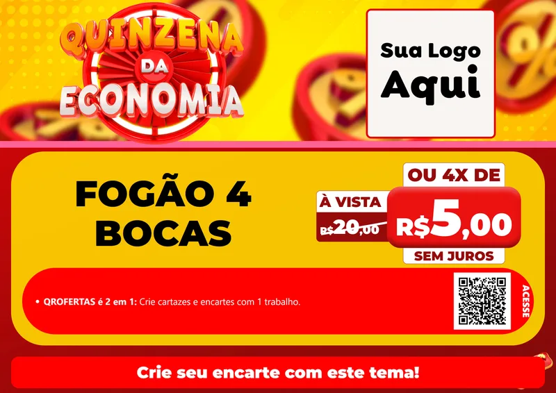 Modelo de Cartaz para Cartaz A4 Horizontal com o tema Quinzena Da Economia para Móveis e Eletro