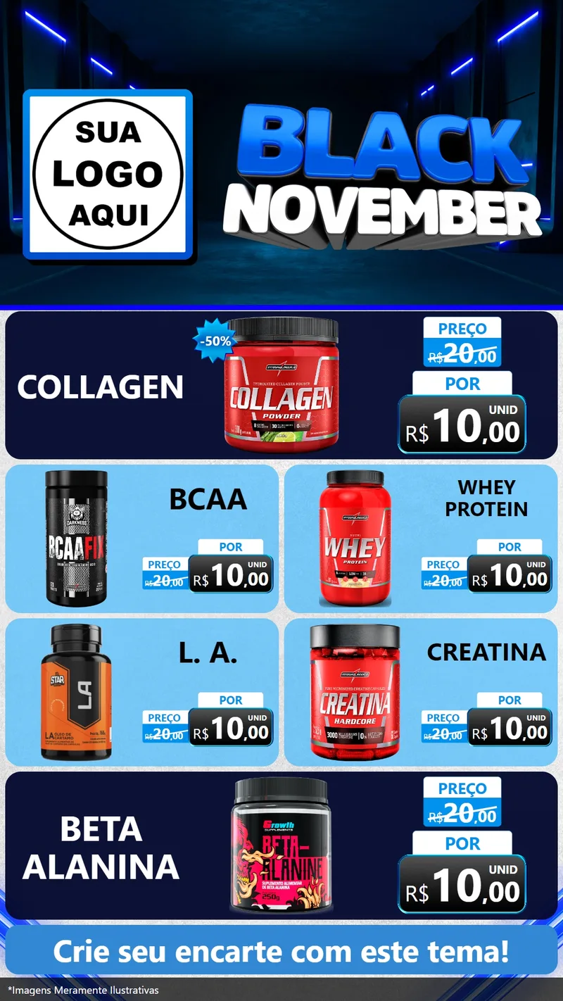 Modelo de TV para TV Vertical com o tema Black November para Suplementos alimentares