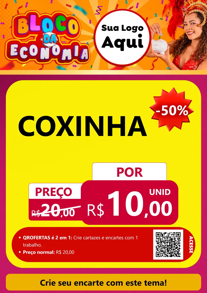 Modelo de Cartaz para Cartaz A4 Vertical com o tema Bloco da Economia para Salgadaria