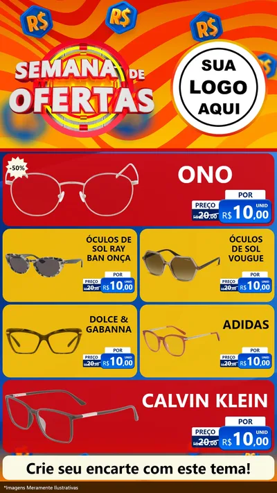 Modelo de TV para TV Vertical com o tema Semana de Ofertas para Óticas