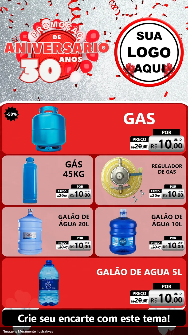 Modelo de TV para TV Vertical com o tema Promoção de Aniversário - 30 Anos para Água e gás