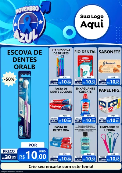 Modelo de Encarte para Encarte A4 Vertical com o tema Novembro Azul para Higiene Pessoal