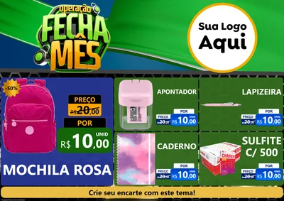 Modelo de Encarte para Encarte A4 Horizontal com o tema Operação Fecha Mês para Papelaria