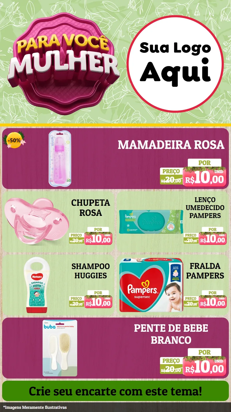 Modelo de TV para TV Vertical com o tema Para Você Mulher para Bebês
