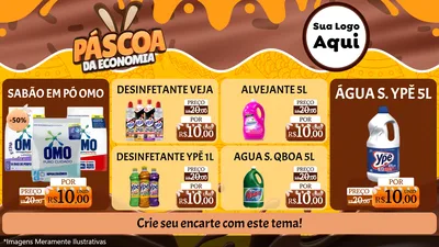 Modelo de TV para TV Horizontal com o tema Páscoa da Economia para Produtos de Limpeza
